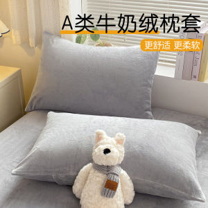 Thickened Milk Velvet Coral Fleece Pillowcases for Mens Dormitory Anti-Static Pillow Core Covers Dual Pack Winter Version