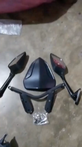 Black Visor W/Mirror W/Bracket 3in1 W/Out Bolts For Motorcycle