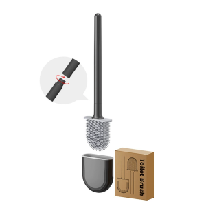Rugby-Shaped Toilet Brush Set Bathroom Long Handle Soft Silicone Bathroom Toilet Deep Cleaning Anti-Scratch Non-Stick Hair