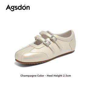 Agsdon | Sporty Mary Jane Flats Breathable Ballet Silver Womens Shoes