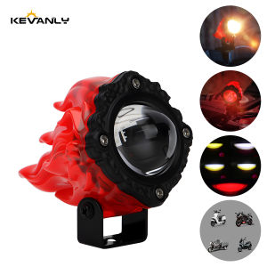 KEVANLY | 1/2x Red Flame Style Work light Motor LED Spotlight 12V-80V Devils Eyes White Yellow Flash Light Decorative Lights for Jeep UTV