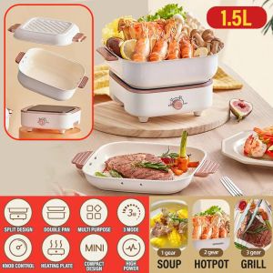 [Sell Zone] [ 1.5L ] 800W Electric Cooking Pot Multipurpose Hotpot Electric Skillet Frying Pan Rice Cooker 220V / Periuk Elektrik Masak Pelbagai Guna / [ 1.5L ] 800W 电炒锅 多功能火锅 电煎锅 平底锅 电饭煲 220V