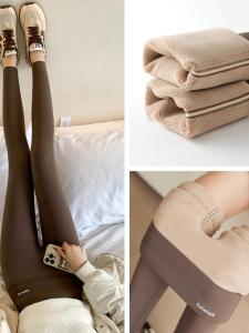 High Waist Fleece Lined Shark Pants Womens Outerwear Small Size Warm Cashmere Thickened Autumn Yoga Pants Polyester Fiber