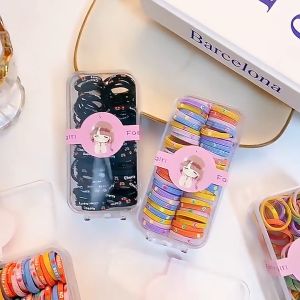 Set 60 Dây Buộc Tóc Cao Su Co Giãn Tốt Thiết Kế Đơn Giản Chất Lượng Cao Cho Bé