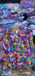 250g/500g Flat letter beads DIY leatherette keychain Gold silver and multicolored letter beads for crafting