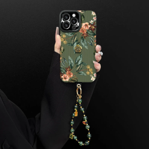 Elegant Camellia Peaceful Fortune Green Bamboo Apple 16Promax Huawei Mate60Pro New Pura80 Simple OPPO Reno13 Ancient Style Vivox200 Bracelet S19 Women Phone Case