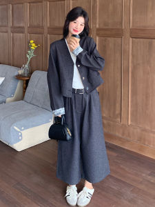 YINLUOYA | ชุดสูทผู้หญิงสไตล์ฝรั่งเศสหลวมๆ แฟชั่นฤดูใบไม้ร่วง 2025 ชุดสองชิ้น กางเกงขากว้าง ปกติ แขนยาว คอวี สีสันสดใส