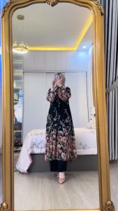 Citra Pakis Fashion - Rahmia Oneset Ceruty Full Furing Setelan Tunik Panjang Oneset Terbaru Kekinian