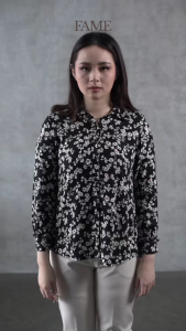 FAME | 9211902 | BLOOM COLLECTION LILY NOIR | BLACK | Blouse Wanita Katun Rayon | Ready Stock