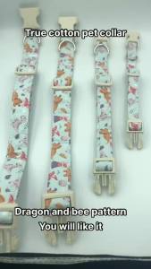 Pet Collar True Cotton Fabric Adjustable Safety Cotton Collars With Dragon Bee Pattern For Small Dog Cat Puppy Kitten