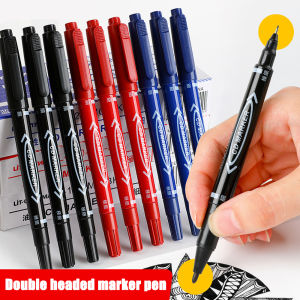 【Free Shipping】Oily Marker Pen Double-head Hook Line Marker Signature Pen Black Fine-tip Pen
