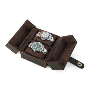 CONTACTS FAMILY Genuine Leather Handmade Watch Storage Organizer Box Luxury Creative Square Design Watch Case Wristwatch Watch Men Gift