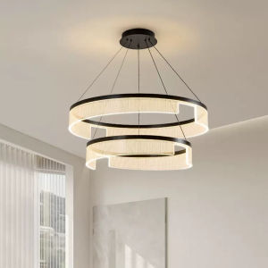 Modern Minimalist Living Room Bright Chandelier Aluminum Duplex Building Headlight round Rectangular Dining-Room Lamp Bedroom Study Lamp