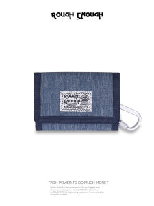Rough Enough Retro Denim Canvas Wallet for Men Student Foldable Card Holder Coin Purse Small Money Clip Youth Fashion