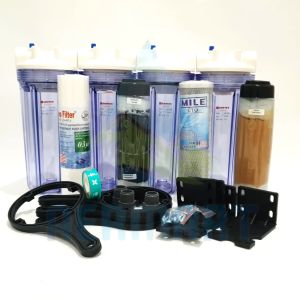 Aermart - Filter Air Sumur - Filter Air Ledeng 4 Housing 10 Inch 5 Tahap Drat 1 Inch Drat 3/4 Inch Drat 1/2 Inch Material Plastic Clear Blue - Lazada