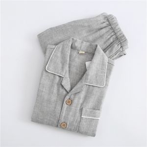 Japanese Style Boys Cotton Pajamas Short Sleeve Lightweight Home Clothes Set Breathable Summer Sleepwear for Kids