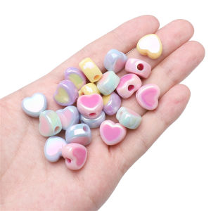5/10ชิ้นลูกปัดอะคริลิคหลายสีหัวใจความรักลูกปัดเว้นระยะหลวมสำหรับสร้อยข้อมือทำด้วยมือสร้อยคอพวงกุญแจการทำเครื่องประดับหัตถกรรม DIY