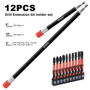 Geinxurn 6/12" Impact Screwdriver Bit Holders with Screwdriver Bit Magnetic Extension Quick-Change Socket Drill Bit Holder