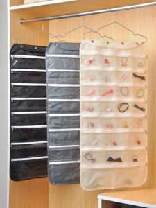 Double-Sided Wall-Mounted Jewelry Earring Necklace Transparent Storage Bag Zipper Portable Waterproof Oxford Fabric Organizer