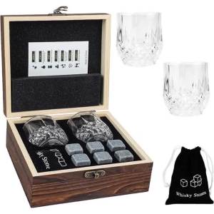 Fathers Day Gift Whiskey Ice Stone Wine Glass Set Whiskey Glass for Men Fathers Husband Birthday Party Retirement Gift