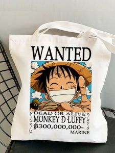 Túi Vải Canvas in Hình Luffy One Piece Phong Cách Harajuku Thời Trang Túi Xách Đeo Vai Đơn Túi Mua Sắm Túi Du Lịch Thường Ngày