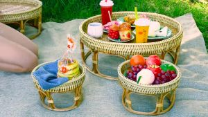 ขันโตกหวาย ภาคเหนือ สานด้วยมือ วางกับข้าว วางขนม ขันโตกโบราณ หวายแท้ มีหลายขนาด งานละเอียดแข็งแรงถาดเก็บผลไม้ ถาดปิกนิกกลางแจ้ง