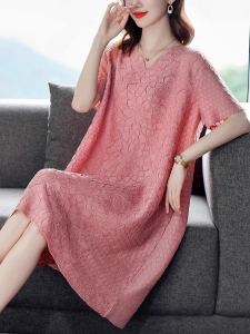 Summer New Fashion Womens Loose Sleeveless Embroidery Dress Heavy Embroidery A-Line Skirt Elegant Lady Style Polyester Fiber