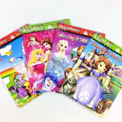 Kids MINI Coloring Book WITH STICKERS high quality prints for boys and girls RANDOM DESIGN