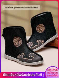 รองเท้าเด็กชายแบบหุ้มข้อสไตล์ฮันฟูแบบมือทำลายภูมิภาค รองเท้าผ้าใบแบบมีลวดลายสำหรับฤดูใบไม้ผลิและฤดูร้อน รองเท้าผ้าใบแบบหุ้มข้อสไตล์จีนโบราณสำหรับเด็กชาย