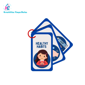 Flashcard Anak - Healthy Habits dalam Bahasa Inggris | 10 Lembar | Art Paper Glossy 260gsm | Free Ring