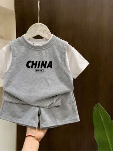 Cotton Letter Print Two-Piece Short Sleeve Set