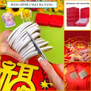 BĂNG DÍNH 2 MẶT ĐA NĂNG TRONG SUỐT - Hộp 60 miếng