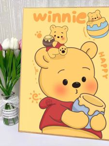 Diamond Painting Full Drill European Style Bedroom Decorations Cartoon Bear Winnie Cross Stitch Kit with Frame New 2024