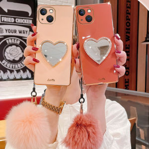 Luxury Love Diamond Mirror Bracket Hairball Plating Phone Case HP Soft TPU Back Cover Toosci For OPPO Reno 2 Z/Reno 2F/Reno 4F/Reno 5 /Reno 5F/Reno 8 Pro