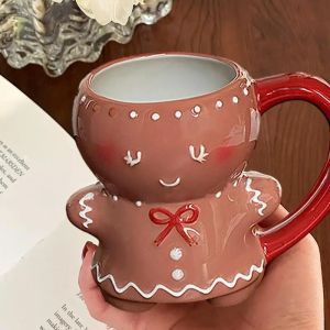 2024 New Coffee Mugs Ceramic Porcelain Gingerbread Man Cup Lovely Breakfast Christmas gingerbread man coffee cups