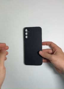 Ốp lưng silicon đen nhám cho Samsung Galaxy A14 không bám vân tay có gờ bảo vệ camera.