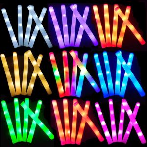 LED Glow Sticks Color RGB Luminous Fluorescent Foam Stick Cheer Tube Dark Light for Wedding Birthday Party Supplies