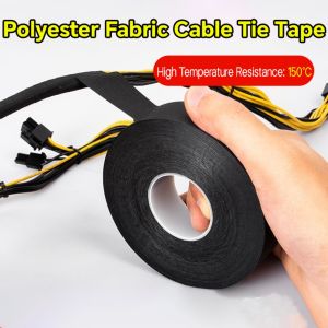 Black Electrical Fabric Tape Heat Resistant Wire Harness Bundle Insulation Auto Wiring Cloth Wrap Waterproof Cable Adhesive Tape