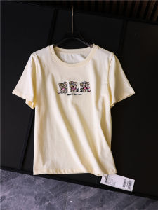 Fun Cartoon Dog Embroidery Loose Slim round Neck Short Sleeve Womens T-shirt Cotton Casual Summer New Style Z254