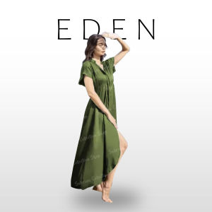 Eden Dress Sabrina Korean Style Baju Wanita Murah Long Baju Pantai Elegant Polos Kasual 2024