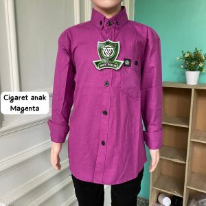 PINK MAGENTA KEMEJA POLOS ANAK LENGAN PANJANG BAHAN KATUN CIGARET KEMEJA ANAK LAKI LAKI USIA 3-13 TAHUN