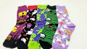 ถุงเท้าอินเทรนด์โชคของผู้ชายรูปแบบตลกถุงเท้าฮาโลวีนกะโหลกศีรษะฟักทองถุงเท้าผ้าฝ้ายผู้หญิง Kado Ulang Tahun