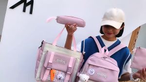 Women's Fashion Backpack Set: A Stylish & Functional 4-in-1 Solution\\n\\n What is a 4-in-1 Backpack?\\n\\nA 4-in-1 backpack is a versatile and functional accessory that combines four different compartments or styles into one convenient package. This innovative design allows users to carry all their essentials while looking fashionable and keeping their belongings organized. In this article, we will explore the key features and benefits of the 4-in-1 backpack, as well as provide guidance on choosing the perfect women's fashion backpack set.\\n\\n Key Features of the 4-in-1 Backpack\\n\\n1. Multiple compartments: The 4-in-1 backpack typically includes four separate compartments, each designed for specific items such as books, laptops, water bottles, and personal accessories.\\n2. Adjustable straps: Comfortable and adjustable shoulder straps ensure a secure and comfortable fit for users of all sizes.\\n3. Durable materials: High-quality, water-resistant fabrics and reinforced stitching ensure the backpack can withstand daily wear and tear.\\n4. Customizable design: Many 4-in-1 backpacks come with interchangeable patches, badges, or straps, allowing users to personalize their look.\\n\\n Benefits of the 4-in-1 Backpack\\n\\n1. Versatility: The 4-in-1 backpack is ideal for various occasions, from school to work to travel.\\n2. Organization: Multiple compartments help keep belongings tidy and easy to access.\\n3. Comfort: Adjustable straps and ergonomic design provide a comfortable carrying experience.\\n4. Style: With a wide range of colors, patterns, and customizable options, the 4-in-1 backpack offers endless style possibilities.\\n\\n How to Choose the Perfect Women's Backpack Set\\n\\nSelecting the right women's backpack set can be overwhelming, but by considering your needs, budget, and style preferences, you can find the perfect fit.\\n\\n Consider Your Needs & Lifestyle\\n\\nThink about how you plan to use your backpack. Will you primarily use it for school, work, or travel? Consider factors like the weight of items you'll carry, the need for laptop protection, and any specific storage requirements.\\n\\n Assess Your Budget & Style Preferences\\n\\nDetermine how much you're willing to spend on a backpack and what style resonates with you. Are you drawn to bold patterns, minimalist designs, or something in between? Consider the brand's reputation, customer reviews, and warranty information.\\n\\n Check Reviews & Ratings\\n\\nBefore making a purchase, read reviews and ratings from other customers who have purchased the backpack. Pay attention to feedback on comfort, durability, and functionality.\\n\\n Stylish & Functional High School Bags\\n\\nHigh school students require backpacks that can handle textbooks, laptops, and other essentials while looking stylish and trendy.\\n\\n Backpacks for High School Students\\n\\nLook for backpacks that offer multiple compartments, laptop protection, and comfortable straps. Consider choosing a bag with a customizable design, such as the Backpage, Radish, Rabbit, and Bear+4 badges, to express your personality.\\n\\n Gift Ideas for School Supplies\\n\\nWhen shopping for school supplies, consider gifting items that complement the backpack, such as pens, notebooks, or a water bottle. These thoughtful gifts will help students stay organized and prepared for their academic journey.\\n\\n How to Care for Your Women's Fashion Backpack Set\\n\\nProper care and maintenance can extend the life of your women's fashion backpack set.\\n\\n Cleaning & Maintenance Tips\\n\\n1. Wipe down the exterior with a damp cloth to remove dirt and grime.\\n2. Spot clean stains using mild soap and water.\\n3. Allow the backpack to air dry completely before storing.\\n4. Store the backpack in a cool, dry place away from direct sunlight.\\n\\n Troubleshooting Common Issues\\n\\nIf you encounter any issues with your backpack, such as a broken strap or damaged zipper, refer to the manufacturer's warranty information or contact customer support for assistance.\\n\\nIn conclusion, the women's fashion backpack set offers a stylish and functional solution for women and high school students alike. By considering your needs, budget, and style preferences, you can find the perfect backpack to suit your lifestyle. Remember to care for your backpack properly to ensure it lasts for years to come.\"