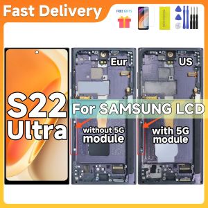 6.78"AMOLED for Samsung S22 Ultra 5G SM-S908B/DS S908N Lcd Display Touch Screen Digitizer Assembly S22Ultra Display with Frame