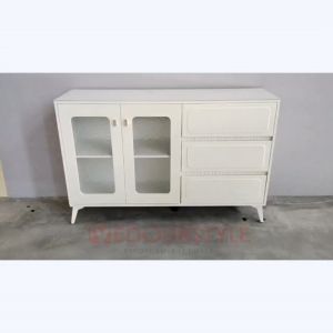 Vedourstyle 140cm Display Cabinet with Glass Door/ 4ft 5ft Almari Sideboard Cabinet Drawer Storage Cabinet Living Cabinet