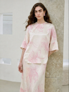 Old Money Style Chinese Style Satin Printed Set