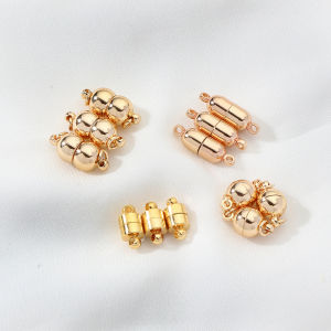 14K Gold Plated Cylindrical Magnetic Buckle Clasp Handmade DIY Bracelet Necklace Chain Ending Magnet Material Accessories
