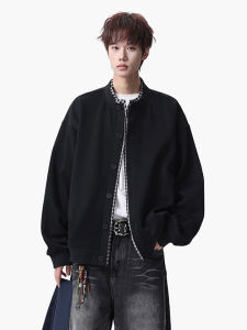 OULUDE | Faux-layered Check-pattern Loose College Style Sweatshirt