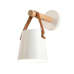 JOYINLED Nordic Wooden Wall Lamp Modern LED Wall Sconce Fixture E27 Black White Bedside Light for Bedroom Living Room Hallway