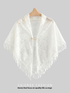 CAIENGE | Thin Strap Lace Overlay Dress Cape  Womens Outerwear